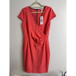 Kenneth Cole New York Dress Womens 10 Coral Wrap Sheath NWT $98